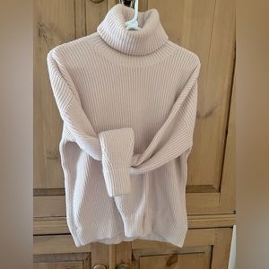 Tory Burch Inez Pink Ribbed Turtleneck Sweater XS